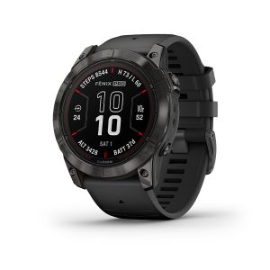 GARMIN Fénix 7X PRO Saph Solar  Carbon Gray DLC avec bracelet Noir