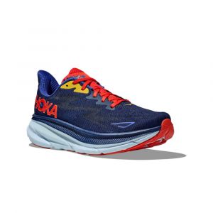 HOKA CLIFTON 9 Bleu Marine et Rouge pour Homme