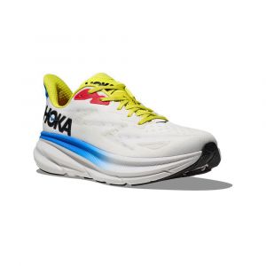 HOKA CLIFTON 9 Blanche Bleue et Jaune pour Homme