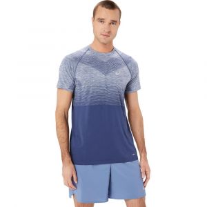 Asics Seamless SS Top DENIM BLUE/THUNDER BLUE - Tee Shirt de Running Homme