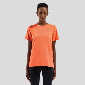 ODLO T-SHIRT CREW NECK L/S ESSENTIAL SEAMLESS Femme LIVING CORAL MELANGE