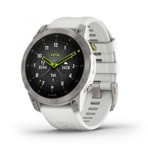 Garmin epix (Gen 2) Sapphire Titane Silver avec Bracelet silicone Blanc