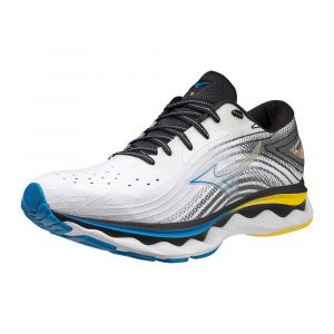 Mizuno Wave Sky 6 Blanche Bleue et Jaune pour Homme