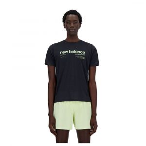 NEW BALANCE Tee-Shirt Graphic Run SS Noir - Tee-Shirt de Running Homme 