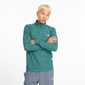 NEW BALANCE Tee-Shirt Manches longues 1/2 zip vert  Homme