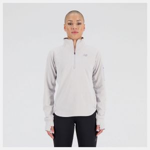  NEW BALANCE Pull de running  1/2 Zip Heat Grey Violet Heather pour femme 