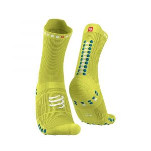 Compressport Pro Racing Socks V4.0 Run High Jaune et Bleue