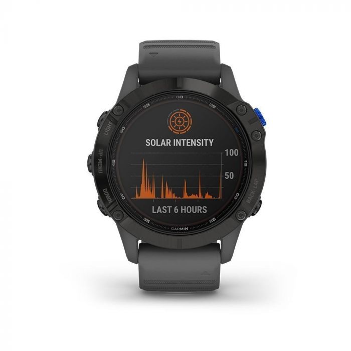 Montre de sport GPS Garmin, Montre GPS de sport connectée à énergie  solaire Garmin fenix® 6 Pro Solar, Black avec bracelet ardoise