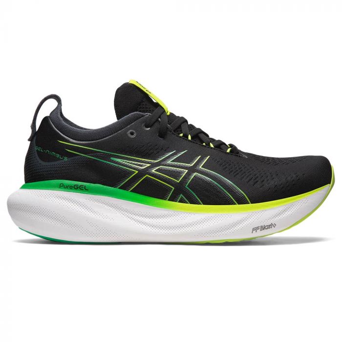 Asics Gel-Nimbus 25 Noire Jaune et Verte pour Homme