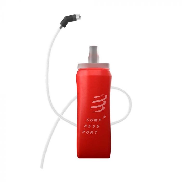 Accessoires hydratation sportive Compressport, Gourde flexible ergonomique  et légère pour le trail running Compressport Ergoflask 500ml + Tube Rouge