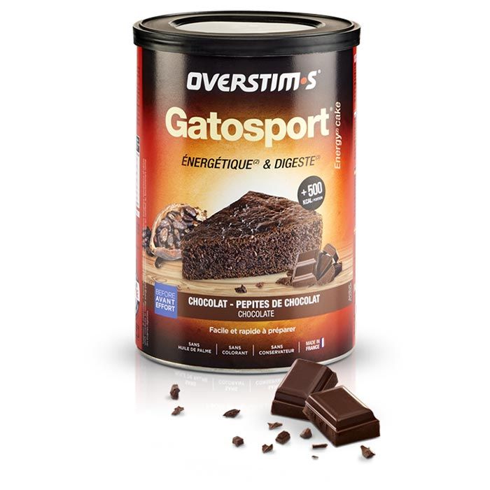 Nutrition sportive OVERSTIM.S, Préparation en poudre pour gâteau  énergétique avant effort OVERSTIM.S GATOSPORT saveur Chocolat-Pépites de  chocolat (Boîte de 400g)